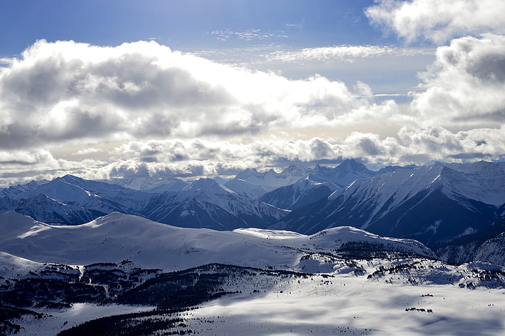 Banff, sunshinevillage, bjerge, Rockies, skyer, natur