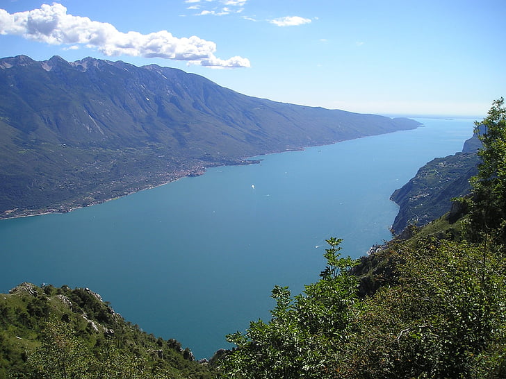 การ์ดา, อิตาลี, ดู, tremalzo, ทะเลสาบ, สีฟ้า, ภูเขา