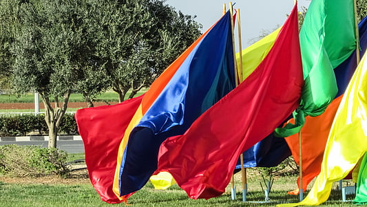 bandeiras, cores, colorido, festividade, Carnaval, Chipre, Paralimni