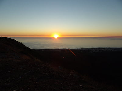 Západ slunce, Portugalsko, krajina, voda, cestování, Hora
