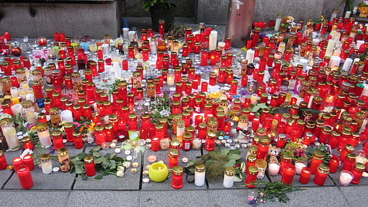 candles, many, mourning, memory, commemorate, death, farewell