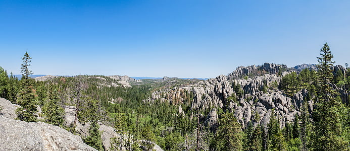 Custer valsts park, Wyoming, Panorama, granīta, savvaļā, meža, tuksnesī