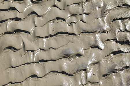 Muddy písek, mává struktury, deštivý den, Příroda, písek, textura, silný déšť