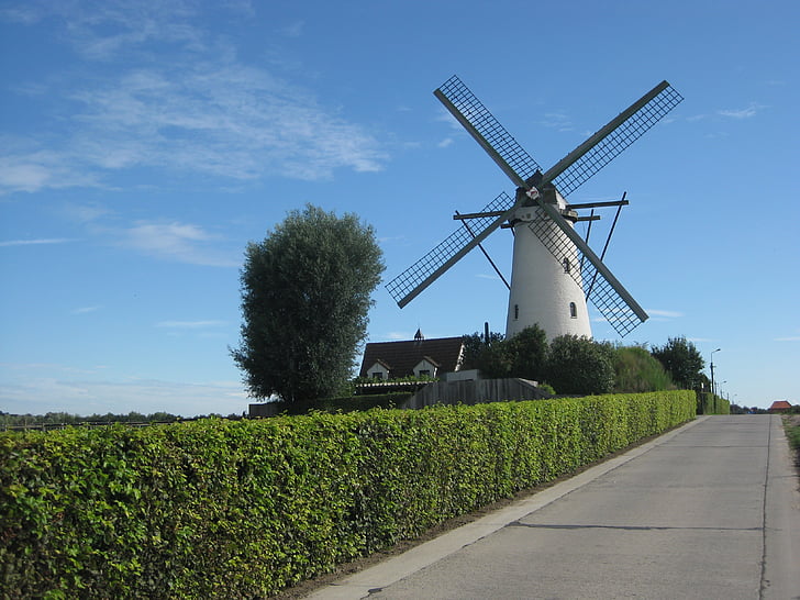 Wind mill, sommar, landskap, Mill, blå himmel