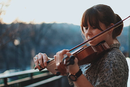 people, woman, music, sound, instrument, string, violin