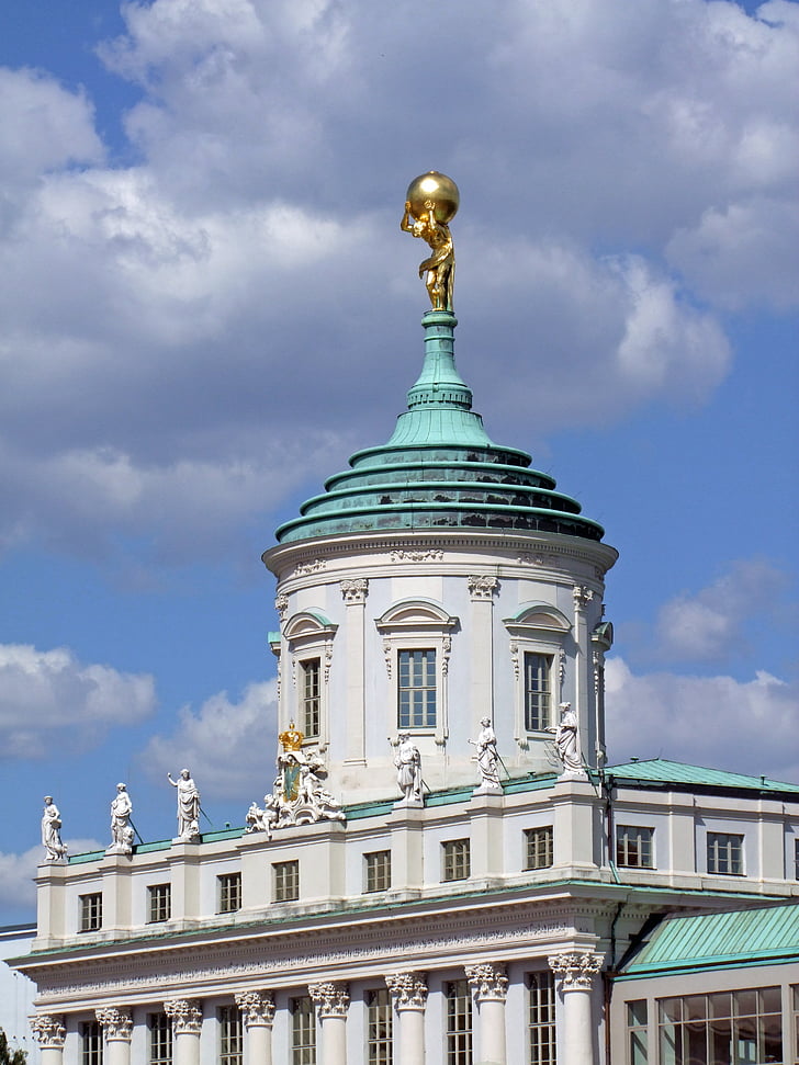 arkitektur, bygge, Potsdam, Museum, i det gamle rådhuset, mann med globe
