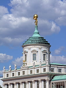 Architektura, budova, Potsdam, Muzeum, na staré radnici, muž s globe