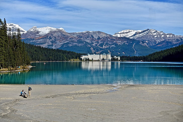 Lake louise, Kanada, góry, Lodowiec, odbicie, naturalne, Emerald