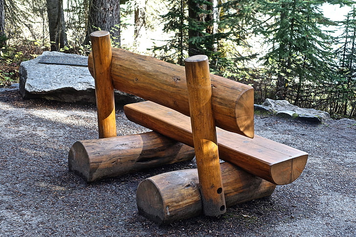 assento, de madeira, ao ar livre, Relaxe, logs, madeira - material, natureza