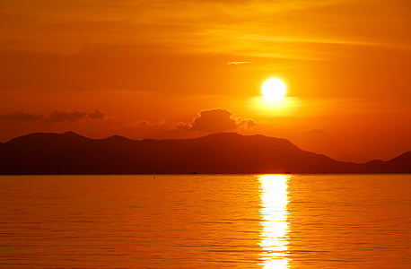 solnedgång, havet, Mallorca, humör, vatten, abendstimmung, romantiska
