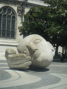 the head of the, the hand, square, france, paris, sculpture, park