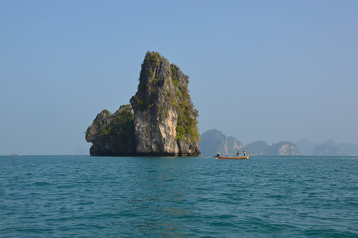 Otok, stijena, Tajland, more, oceana, vode, plava