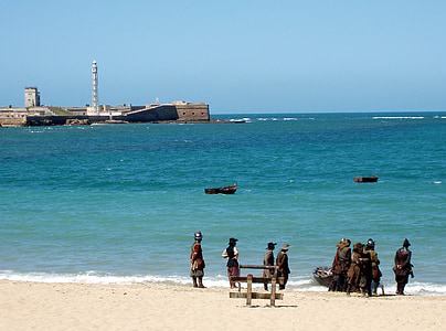 Alatriste la caleta, Andalusië, Spanje, strand, kust, zee, personen