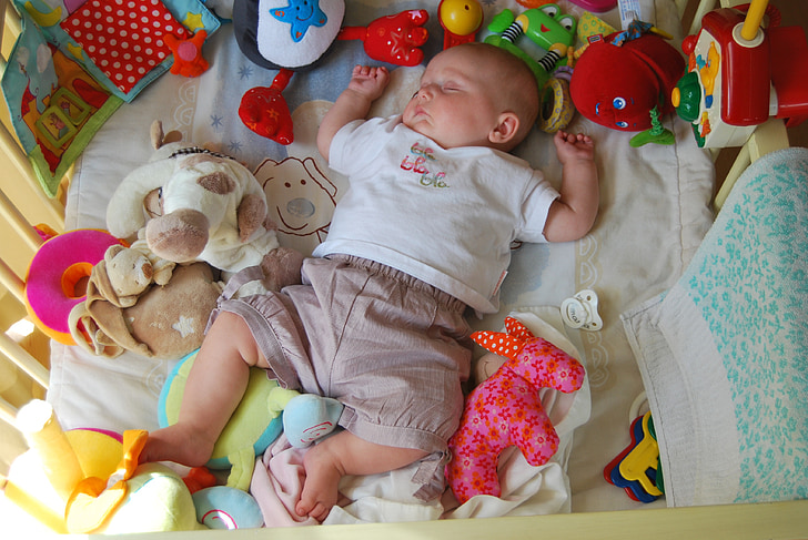 Çocuk, uyku, oyuncaklar, Bebek, insanlar, küçük, kız bebek