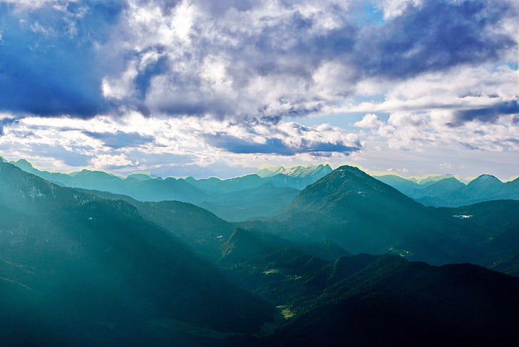 Σλοβενία, αεροπορικώς, λόφοι, μπλε, ουρανός, πράσινο, αέρα
