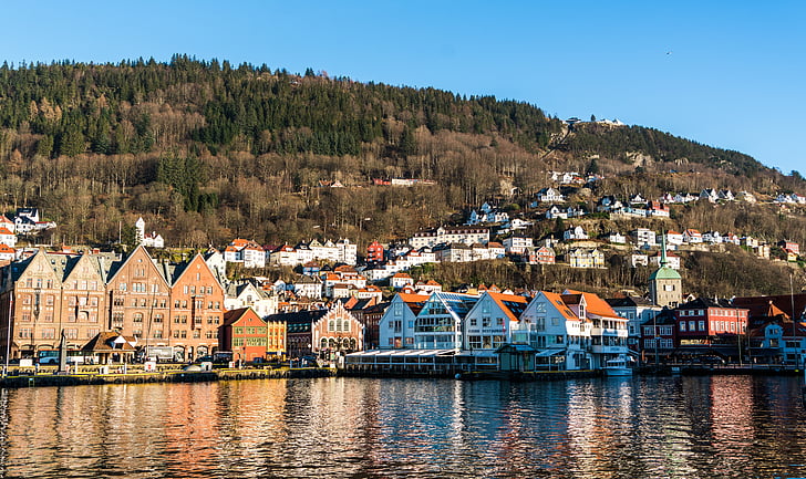 Bergena, Norvēģija, arhitektūra, Harbor, ūdens, bryggen, Scandinavia