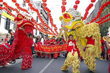 múa sư tử, Trung Quốc năm mới, thị xã Trung Quốc