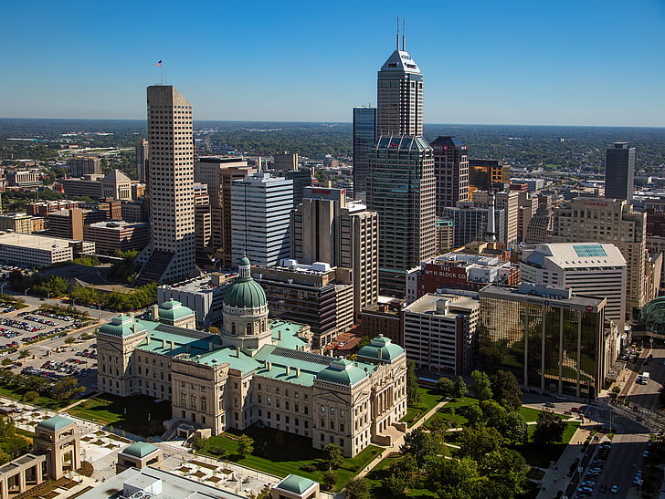 Indianapolis, Indiana, město, městský, Panoráma města, Panorama, Centrum města