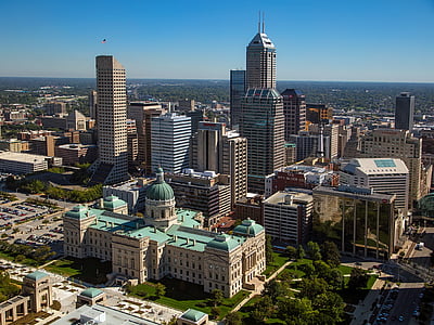 Indianapolis, Indiana, City, Urban, linnaruumi, panoraam, Downtown