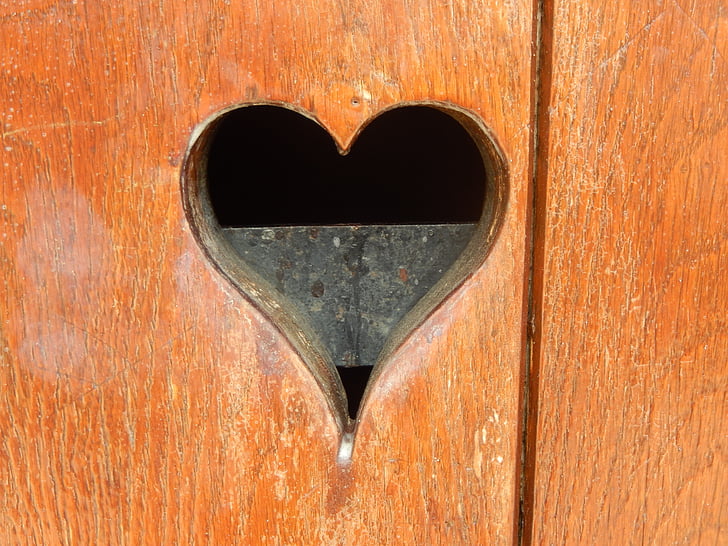 trái tim, gỗ, cửa
