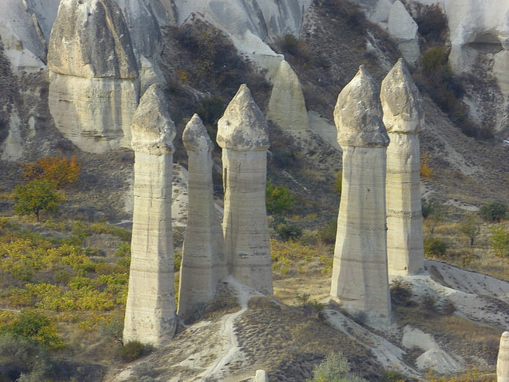 Fairy schoorstenen, tufsteen, rotsformaties, Cappadocië, landschap, natuur, tufsteen formaties