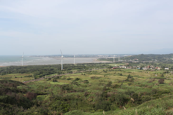 Taiwan, das Kap der guten Hoffnung, Windmühle, Küste, Turbine, Generator, Kraftstoff und Stromerzeugung