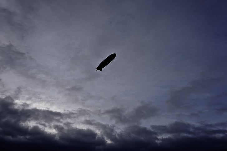 zeppelin, airship, clouds, sky, aviation, lake constance, fly