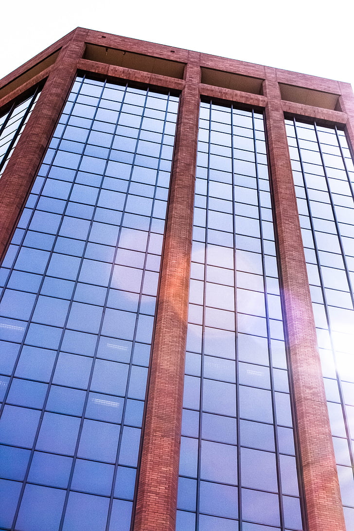 tall building, glass, reflection, windows, financial, cityscape, economy