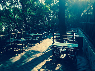 cafenea, liniştită, soare
