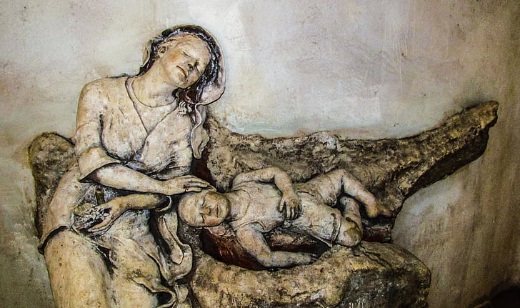 беженцев, мать и ребенок, скульптура, Церковь, Памятник, Палатка, Кипр