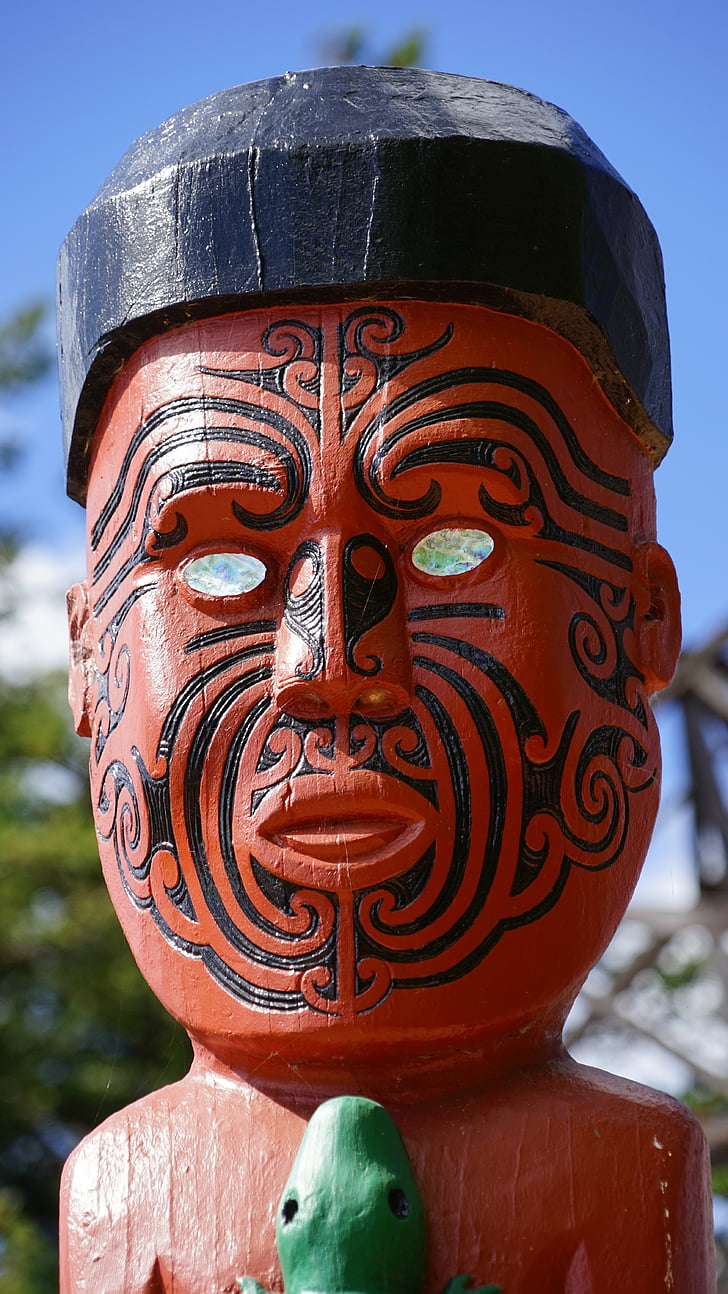 Maori figur, carving, Figur, konsthantverk, holzfigur, Nya Zeeland, hantverk