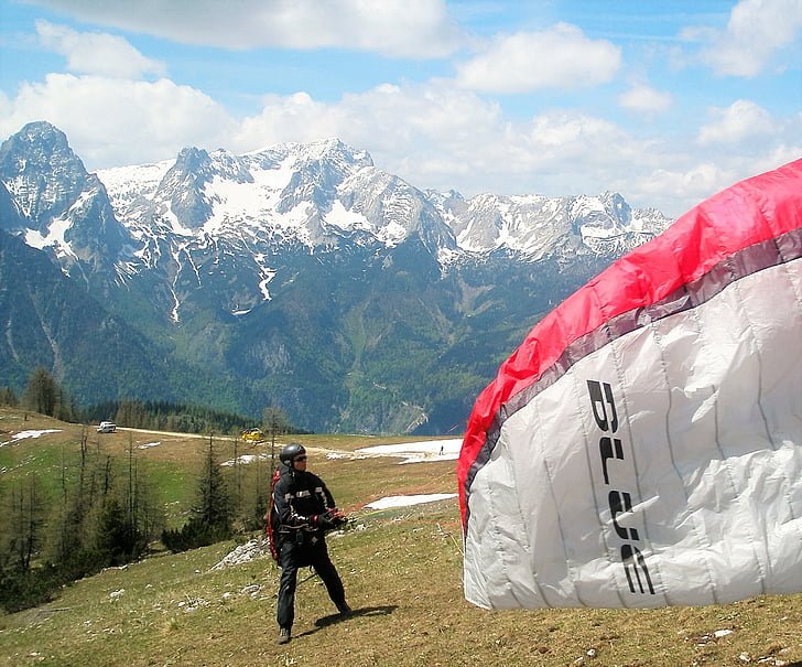 paragliding, bergsport, fritid, erfaring, flygende sport, fjell, utendørs