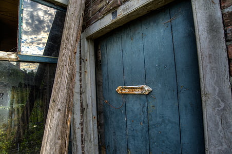 stari, vrata, hiša, zdrobljen, opustili, Vintage, vhod