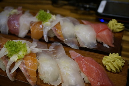 sushi, sashimi, sushi variado, Wasabi, Bob, comida japonesa, comida e bebida