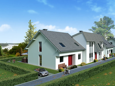 semi-detached house, villa, rendering, visualization, architecture, visualization 3d, architectural visualization