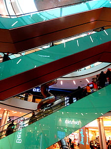 escaliers, centre commercial, escalator, Shopping, architecture, bâtiment, ville