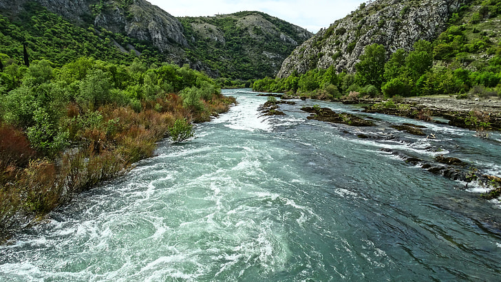 Neretva, rivier, Herzegovina, landschap