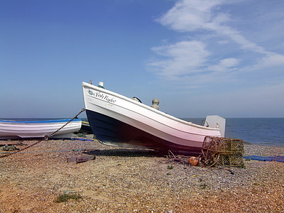 barca, barca de pescuit, pescuit, plajă, mal, Suffolk, sizewell