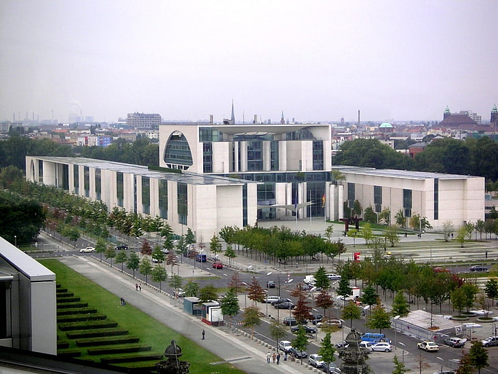 Chancelaria Federal, complexo de escritórios, governo distrital, Berlim, vistas da cúpula do reichstag