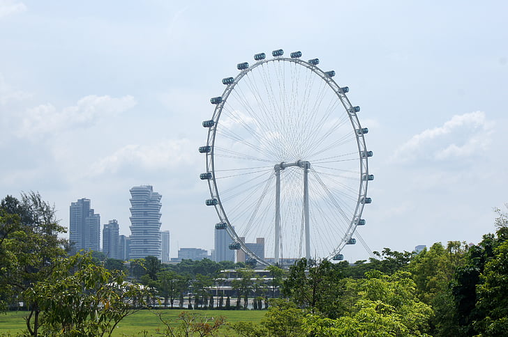 diabelskiego młyna Singapore flyer, Singapur, Miasto, ulotki, Skyline, Architektura, Azja