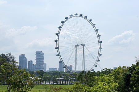 singapore flyer, singapore, city, flyer, skyline, architecture, asia