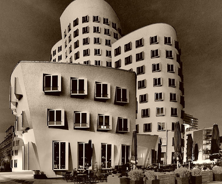 Düsseldorf, portul de mass-media, clădiri Gehry, arta cele mai multe constructii, arhitectura
