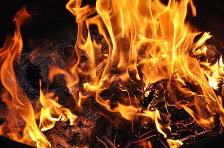 brann, natt, rød, flamme, varme - temperatur, brenning, gul