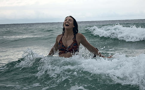 Bikini, voluttà, divertimento, felicità, gioia, per il tempo libero, oceano