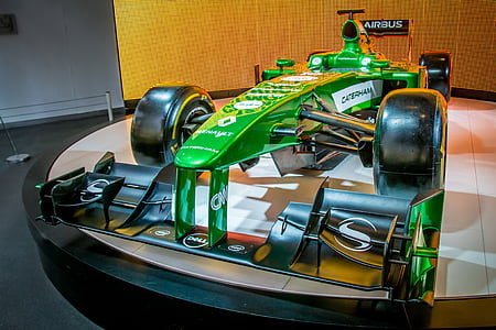 Formulės-1, lenktynių automobilis, Auto, Caterham, paroda, žalia