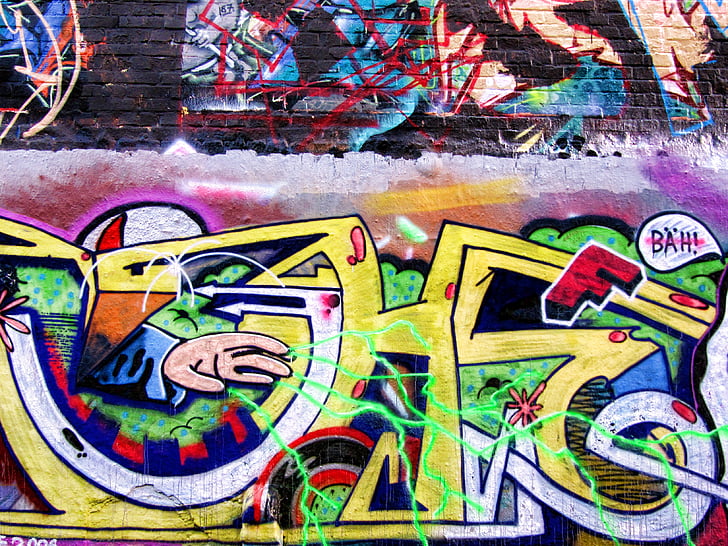 Graffiti, veggmaleri, spray, kunst, hauswand, maleri, sprøyta