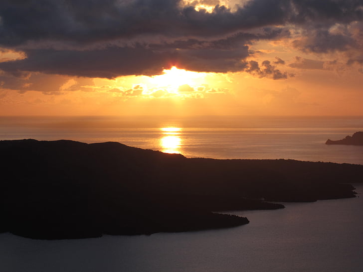 tramonto, Isola, Grecia, mare, cielo, oceano, natura
