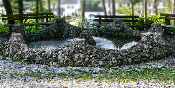 fontána, vody, kameň, kamenná stena, čerpadlo, pozadie, Nástenné