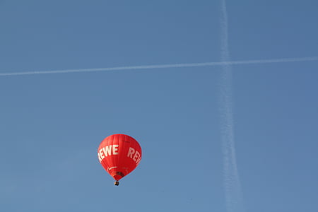ballong, varm luft, ballonger, himmelen, reise, kurv, blå