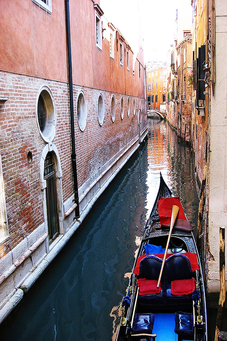 канал, Венеция, Италия, кабинков лифт, лодка